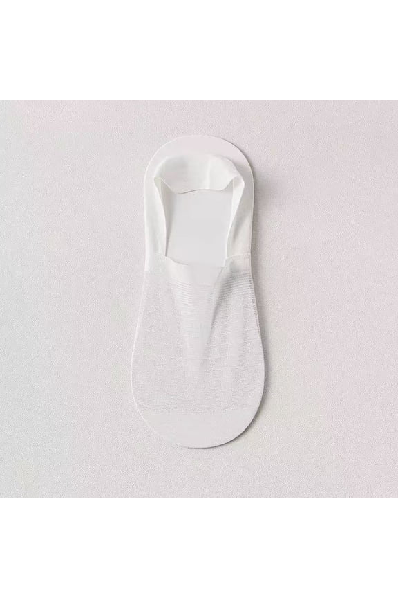 No-Show Invisible Liner Loafer Socks with Silicone, 10 Pairs Soft Breathable Low-Cut Shallow Transparent Splicing Socks, Cotton & Polyester for Flats, One Size, White