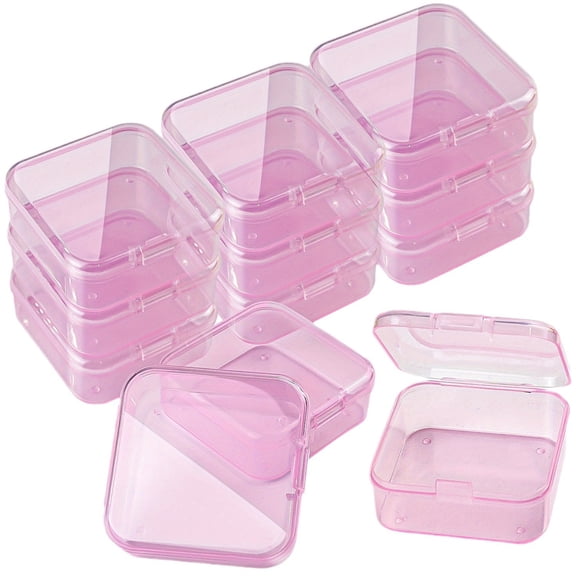 suxuMhao Pink Mini Square Clear Plastic Storage Boxes with Lids 2.172.170.78 Inch Bead Storage Containers Small Plastic Organizer Boxes for Craft Supplies Jewelry Hardware 20 Pack Decor