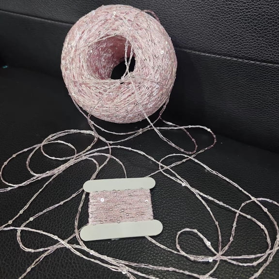 suxuMhao Pink & Silver Metallic Sequin Yarn for Knitting & Crochet Bright Silk Paillette Yarn 3.53oz/100g (1.76oz/50g per Roll) 2 Rolls Sparkle Yarn for DIY Craft Sewing Projects & Art Supplies
