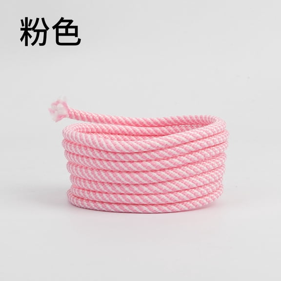 suxuMhao Pink & White Braided Cord Braided Drawstring Cord Colorful Striped Braided Rope Craft Rope 5mm Thick 16.4 Yards Durable Polyester Braided Rope for DIY Craft Making 1 Roll