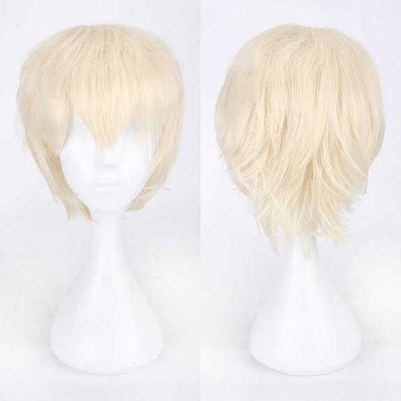 suxuMhao Platinum Blonde Short Wig 11.8 Inch Anime Cosplay Wig Synthetic Heat Resistant Fiber Universal Costume Wig for Role Play Comic Con Theme Party Stage Performance Daily Dress Up 1 Piece
