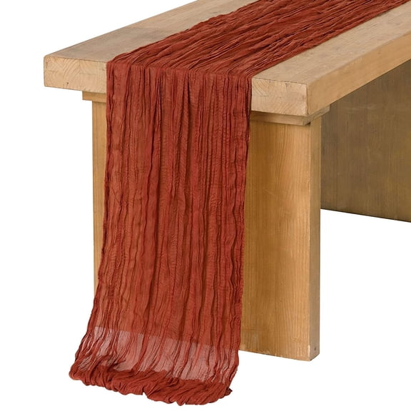 suxuMhao Pleated Table Runner,90×180cm Brown Red Gauze Table Runner,1 Piece Wedding Table Runner,Durable Polyester Table Runner for Party,Elegant Table Runner for Dining&Home Gatherings​