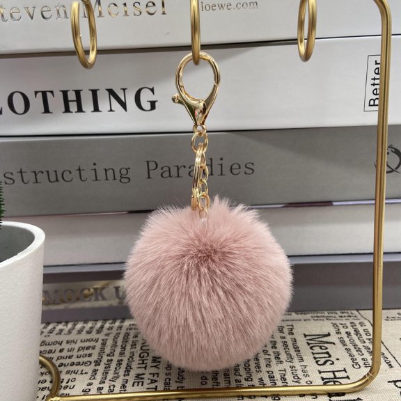 suxuMhao Plush Ball Keychains Pendant, 2 Pcs Grey Pink Key Rings - Key Ring for Keys, Durable Car Key Holder, Cute Keychain, Practical Key Chain Holder, Size 5.51×3.15in, Suitable for Daily