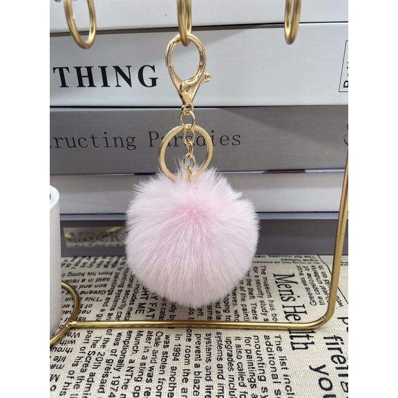suxuMhao Plush Ball Keychains Pendant, 2 Pcs White Pink Key Rings - Key Ring for Keys, Durable Car Key Holder, Cute Keychain, Practical Key Chain Holder, Size 5.51×3.15in, Suitable for Daily