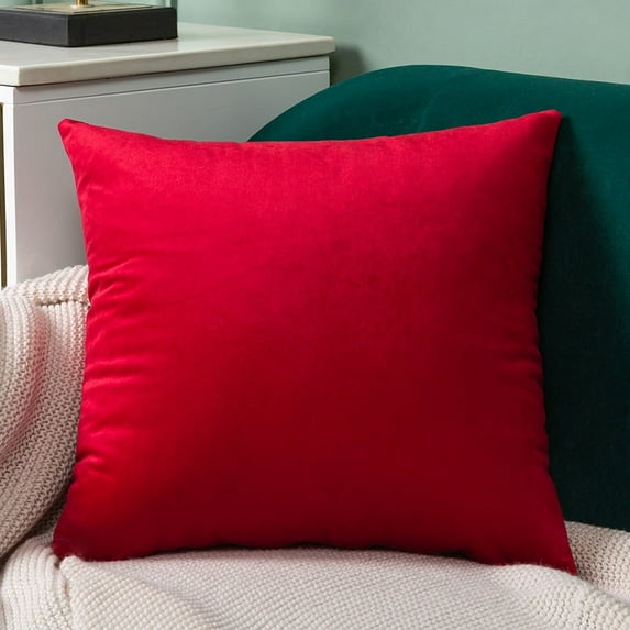 suxuMhao Plush Soft Velvet Decorative Pillows, 2 Pack 18×18 In Red Throw Pillows, Fluffy Accent Pillows for Office/Home Decoration, Comfortable Square Decorative Cushion