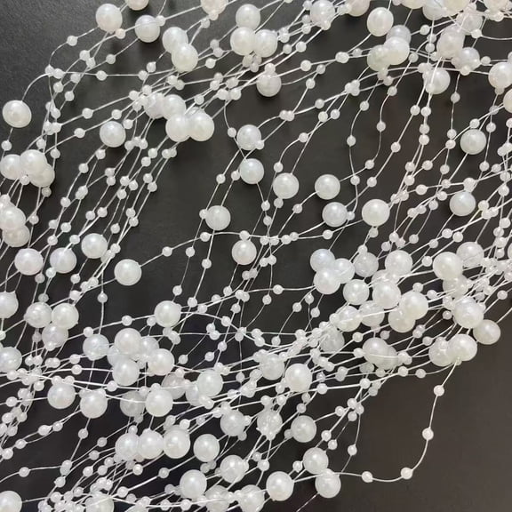 suxuMhao Premium Faux Pearl Beads Garland, 5 Packs 5.4yd White Artificial Pearl Bead Chain, Versatile Pearl Bead Trim String Strand for Home Decor Wedding Party & Handmade DIY Crafts