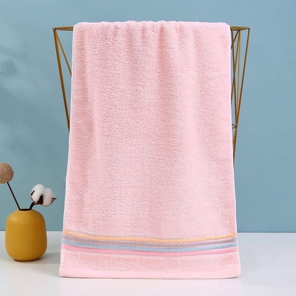 suxuMhao Pure Cotton Rainbow lines Towel-Ultra Soft Body Towel &Home Washcloth,Gift towel,Ideal for Washing Face&Taking a Shower,No pilling& shrinkage,Absorbent Cotton Towel for Daily Use,pink