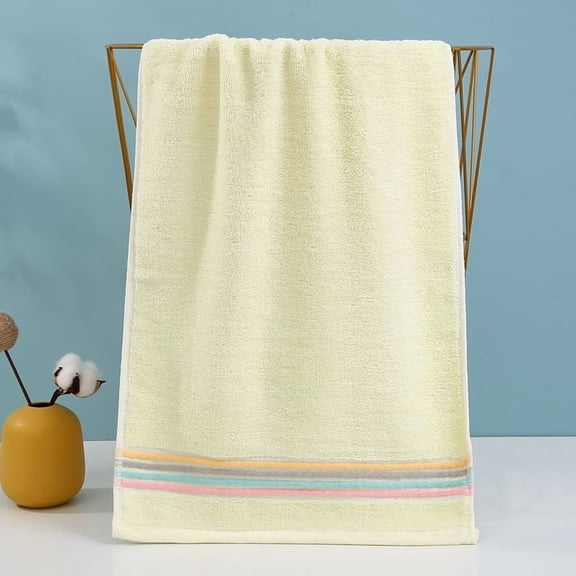 suxuMhao Pure Cotton Rainbow lines Towel-Ultra Soft Body Towel &Home Washcloth,Gift towel,Ideal for Washing Face&Taking a Shower,No pilling& shrinkage,Absorbent Cotton Towel for Daily Use,yellow