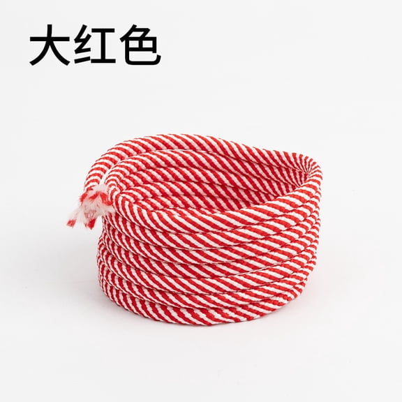 suxuMhao Red & White Braided Cord Braided Drawstring Cord Colorful Striped Braided Rope Craft Rope 5mm Thick 16.4 Yards Durable Polyester Braided Rope for DIY Craft Making 1 Roll