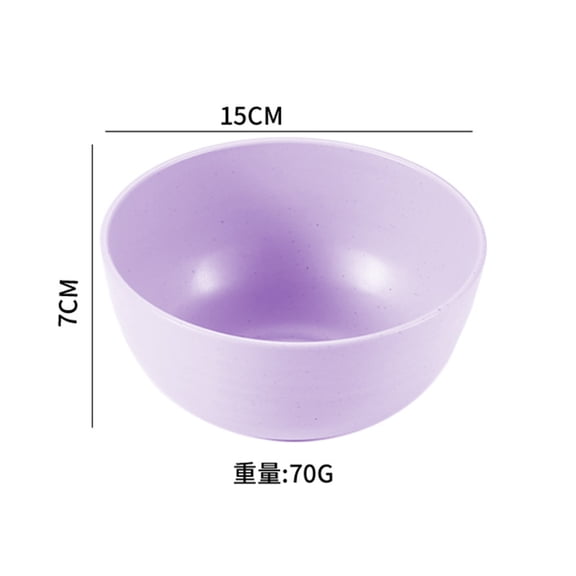 suxuMhao Rotundity Shaped Wheat Straw Bowls, 5Pcs Unbreakable Reusable Wheat Fiber Bowls, 5.9*2.7in Plastic Bowls for Kitchen, Wheat Straw Salad Dinner Bowls, Purple, Stackable Wheat Bowl