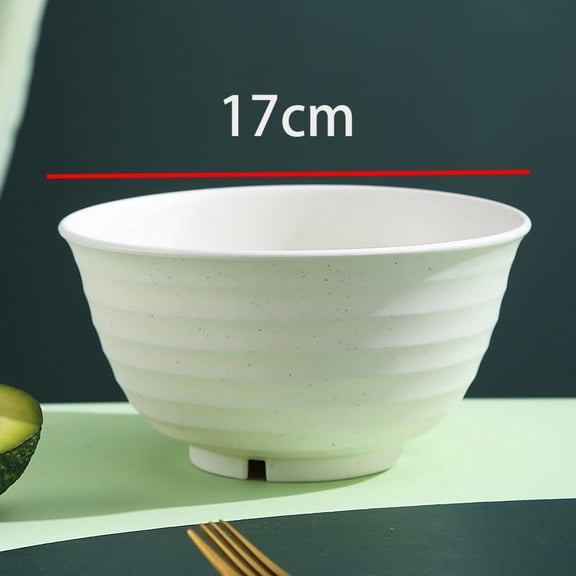 suxuMhao Rotundity Shaped Wheat Straw Bowls, 5Pcs Unbreakable Reusable Wheat Fiber Bowls, 6.7in Plastic Bowls for Kitchen, Wheat Straw Salad Dinner Bowls, Beige, Stackable Wheat Bowl