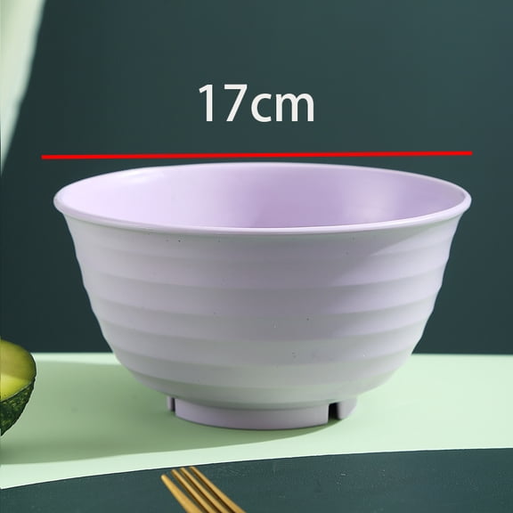 suxuMhao Rotundity Shaped Wheat Straw Bowls, 5Pcs Unbreakable Reusable Wheat Fiber Bowls, 6.7in Plastic Bowls for Kitchen, Wheat Straw Salad Dinner Bowls, Purple, Stackable Wheat Bowl
