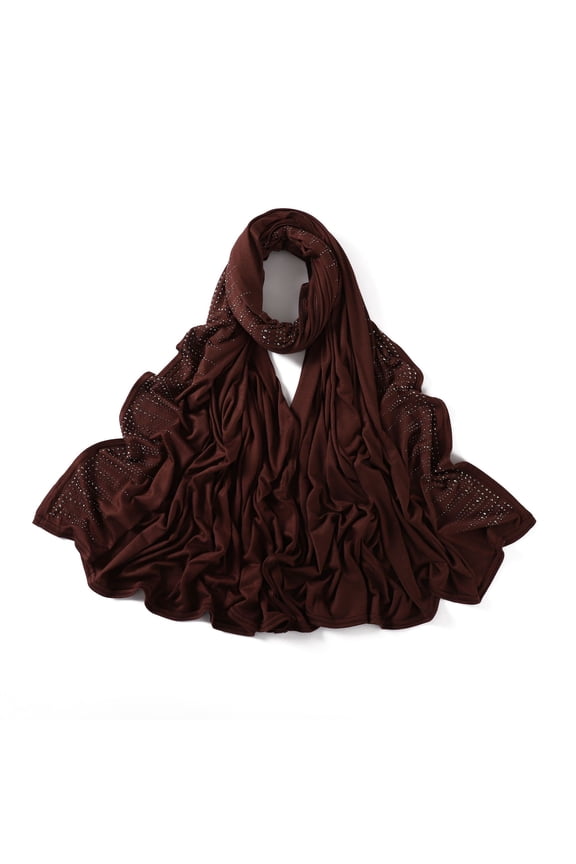 Scarf, 1 Piece Dark Brown Rhinestone Shawl, 71*27.5in Breathable Lightweight Cotton Shawl Scarf, Shawl Wrap for Fall & Spring, Fashion Soft Shawls and Wraps for Daily Wear