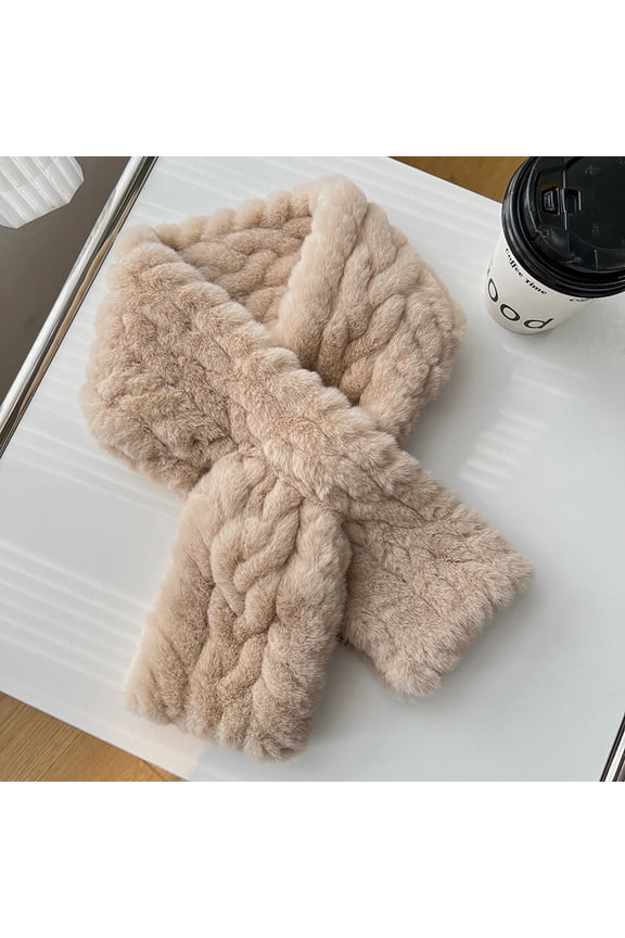 Scarf, 2 Pcs Short Scarfs, Soft Warm Winter Fluffy Warm Scarfs, 31.55.12IN Beige Scarfs, Comfortable Polyester Scarfs for Daily Warm Keeping,Suitable for daily wear
