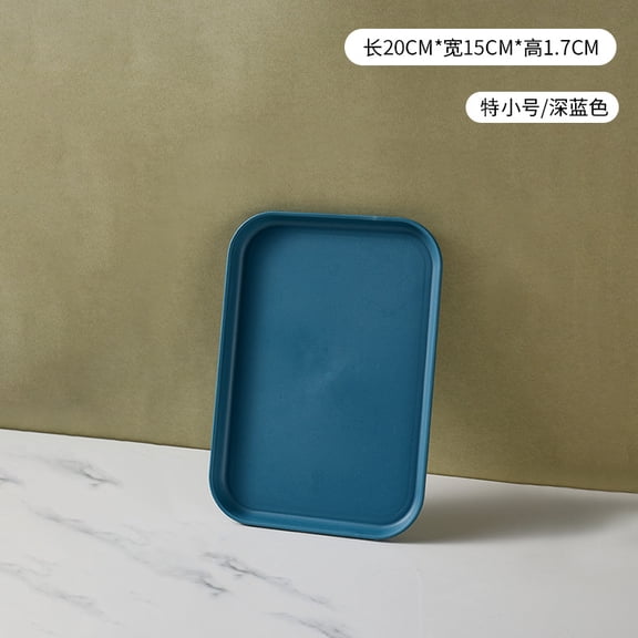 suxuMhao Serving Trays - 3 Pack Dark Blue Wheat Straw Trays, 7.85.90.6IN Food Tray for Coffee Table, Durable Serving Platters & Kitchen Tray Perfect for Party Gatherings,XS Size