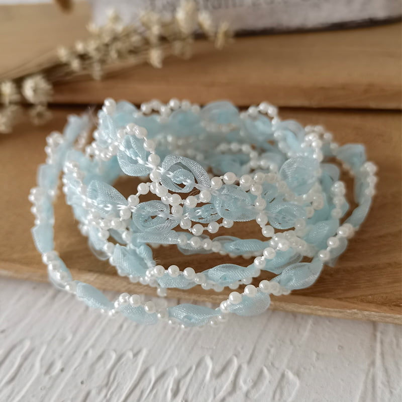 suxuMhao Sewing Trim, Light Blue Lace Trim with Pearls, 10.94yd Fabric ...