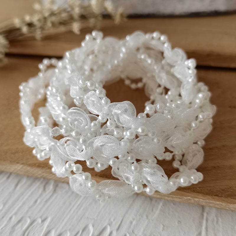 suxuMhao Sewing Trim, White Lace Trim with Pearls, 5.47yd Fabric ...