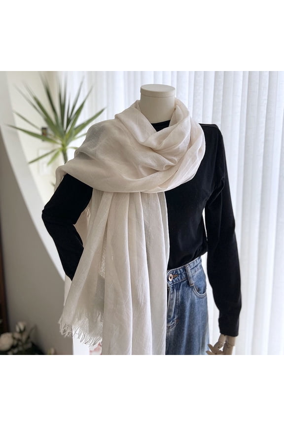 Sheer Scarf ,Gauze Scarf, Lightweight Summer Scarf, Long Shawl, Travel Sunscreen Sheer Neck Scarf, Breathable Comfortable, 39.3476.77in, Off White, 1 Piece