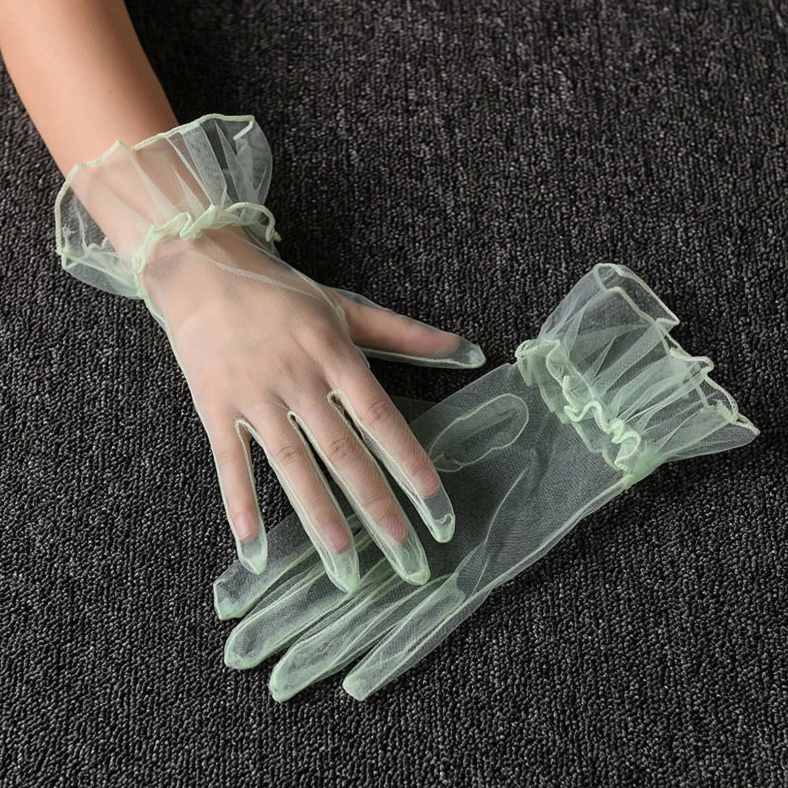 Translucent Mittens Heartstring suxuMhao Short Sheer Mesh Tulle Gloves Translucent Formal Wedding Light ...
