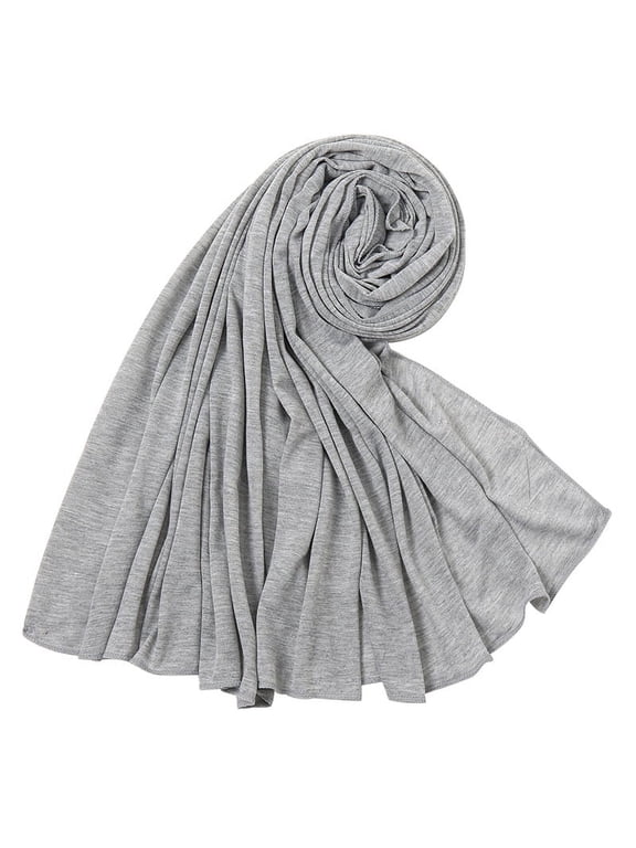 Silvery Gray Jersey Hijab Scarf, 1 Piece Soft Stretchy Breathable Jersey Headscarf Scarf and Shawl, Premium Polyester, 70.8*31.5in Large Size, Versatile Fashion Scarf for Daily Wear