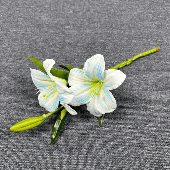 suxuMhao Simulation Lily Flowers,10 Pcs 14in White & Blue Fake Lily Flowers,Fake Flowers,Lily Artificial Flowers,Artificial Lilies, Faux Lily Flowers,Double Buds Artificial Lilies for Home Decor