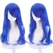 suxuMhao Slightly Curly Wig, Wig, 27.5 Inches Dark Blue, 1 Piece, Cosplay Wig, Long Wig, Anime Wig, Synthetic Wig, Universal Wig, Dress Up Wig, Natural Looking, Easy to Wear and Style