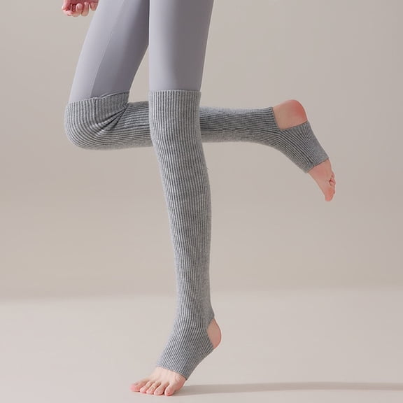 suxuMhao Socks 2 Pair Light Gray Leg Warmers Y2K - Knit Leg Warmers, Knee High Leg Warmers,Stacked socks,Baggy Leg Warmers with Elasticity,One Size Fits Most,Suitable for autumn and winter wear