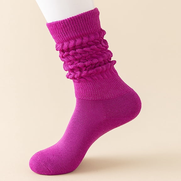 suxuMhao Socks-5 Pairs Purple Slouchy Socks,One Size Fits Most,Stacked Socks Crew Socks Mid-Calf Socks Cotton Socks Long Boot Socks Long Socks,Suitable for Fall,Soft & Durable Daily Wear Socks
