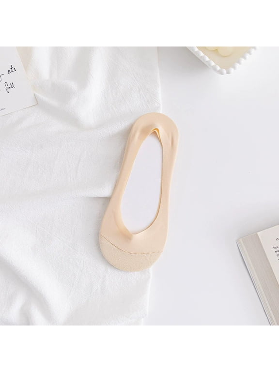 Socks, 6 Pairs Low-Cut Socks, Splicing Socks Shallow Socks No-Show Socks Loafer Socks Invisible Socks Liner Socks Summer Thin Socks, Beige, One Size, Comfortable Socks for Daily Wear