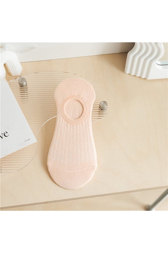 Socks, 6 Pairs One Size Mesh No-Show Socks, crew socks, ankle/Footie/Low-Cut Liner Socks, Summer Thin, With Silicone, Beige Pink, Breathable Ultra Low Cut Liner Socks