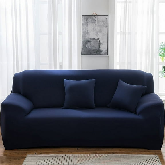 suxuMhao Sofa Slipcovers, Stretch Couch Covers Washable - M Size Double Seat Couch Cover, Soft Couch Slipcover for Sofa, 1 Piece Dark Blue Couch Covers, length 57-72.8IN,Durable Sofas Cover