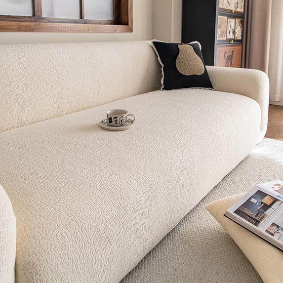 suxuMhao Solid Color Jacquard Sofa Cover Beige Loveseat Cover 57-72.8 Inches Stretch Washable Couch Covers for Sofa Sofa Covers Protector Para Sofa Slipcover Furniture Protector 1 Piece