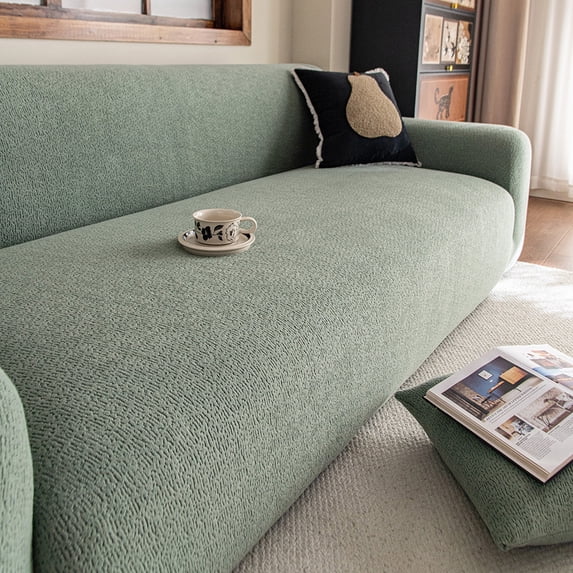 suxuMhao Solid Color Jacquard Sofa Cover Gray Green Washable Stretch Slipcover Oversized 120-141 Inches 5 Seater Couch Cover Protector Para Sofa All Season Universal Furniture Protector 1 Piece