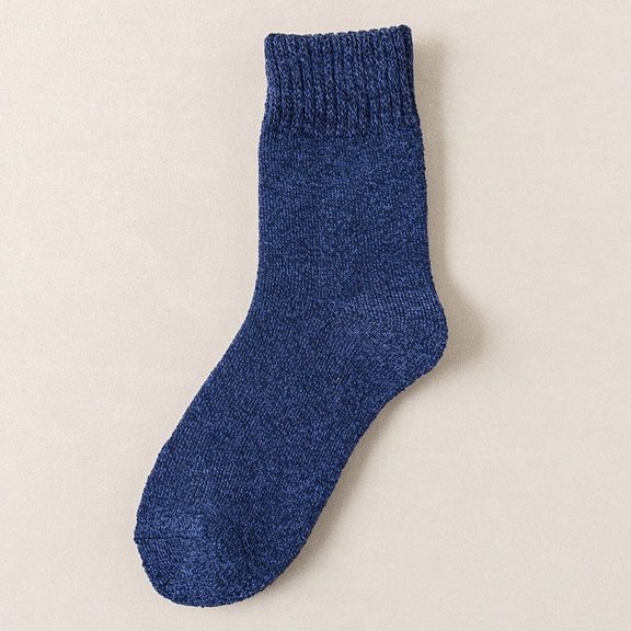 suxuMhao Solid Colored Plush Socks, Crew Socks, Calf Socks, Knit Socks, Short Socks,Thermal Socks,Dark Blue Color, One Size Fits Most, 3 Pairs Pack, Comfortable Warm Socks for Daily Wear