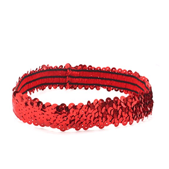suxuMhao Sparkly Sequin Headband Elastic Headband Dance Performance Holiday Sports Headband for Party Festival Celebration Daily Wear Hair Accessory Decoration One Size 5 Pack Red