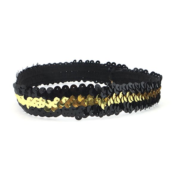 suxuMhao Sparkly Sequin Headband Elastic Headband Dance Performance Holiday Sports Headband for Party Festival Celebration Daily Wear Hair Accessory Decoration One Size 5 Pack Black Gold
