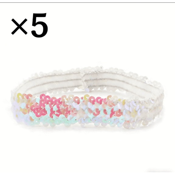 suxuMhao Sparkly Sequin Headband Elastic Headband Dance Performance Holiday Sports Headband for Party Festival Celebration Daily Wear Hair Accessory Decoration One Size 5 Pack White+Pink