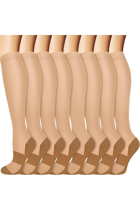 Sports Socks, 8 Pairs Knee-High, Calf Socks, Soft Fitness Running Socks, Medium Length, Suitable for S/M Size, Khaki, Ideal for Exercise & Daily Wear, Style 12