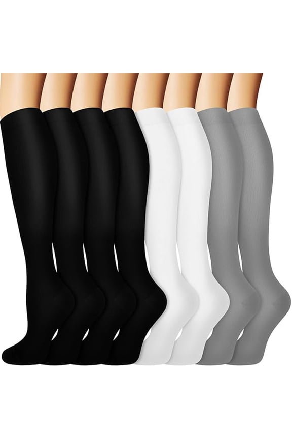 Sports Socks, 8 Pairs Knee-High, Calf Socks, Soft Fitness Running Socks, Medium Length, Suitable for S/M Size, Multiple Colors, Ideal for Exercise & Daily Wear, Style 14