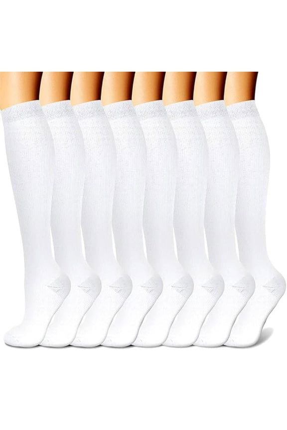 Sports Socks, 8 Pairs Knee-High, Calf Socks, Soft Fitness Running Socks, Medium Length, Suitable for S/M Size, White, Ideal for Exercise & Daily Wear, Style 6