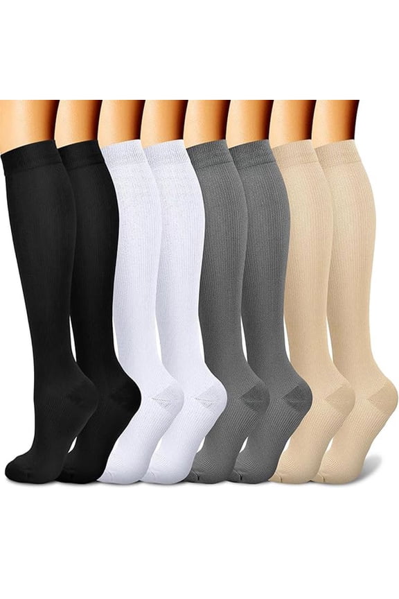 Sports Socks, Running Socks Knee-High Socks Fitness Socks Calf Socks, Medium Length Soft Socks, Black, Size L/XL, 8 Pairs, Suitable for Daily & Exercise Use, Style 10