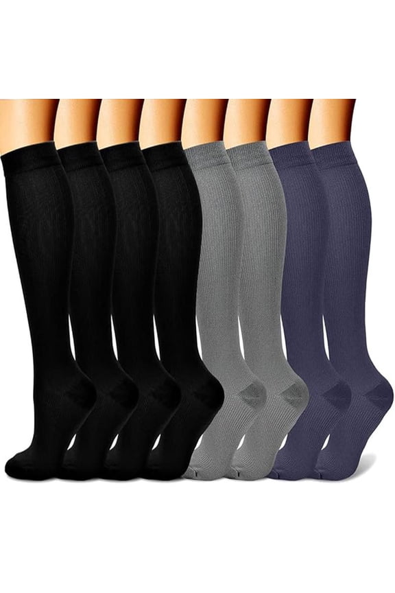 Sports Socks, Running Socks Knee-High Socks Fitness Socks Calf Socks, Medium Length Soft Socks, Black & White, Size L/XL, 8 Pairs, Suitable for Daily & Exercise Use, Style 5