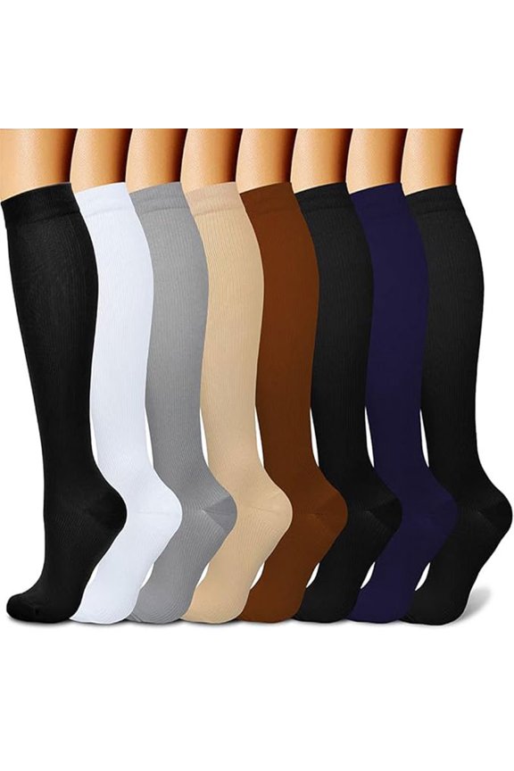 Sports Socks, Running Socks Knee-High Socks Fitness Socks Calf Socks, Medium Length Soft Socks, Multiple Colors, Size L/XL, 8 Pairs, Suitable for Daily & Exercise Use, Style 3