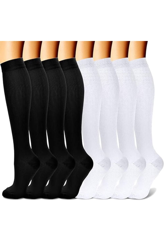 Sports Socks, Running Socks Knee-High Socks Fitness Socks Calf Socks, Medium Length Soft Socks, White, Size L/XL, 8 Pairs, Suitable for Daily & Exercise Use, Style 6
