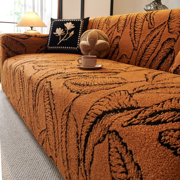 suxuMhao Stretch Sofa Cover, Sofa Size, 3 Seater Couch Cover - Couch Slipcovers for Sofa, Elastic Fitted Couch Slipcover, Wrinkle-Resistant Cover for Couch, 1 Piece (Black and Brown)