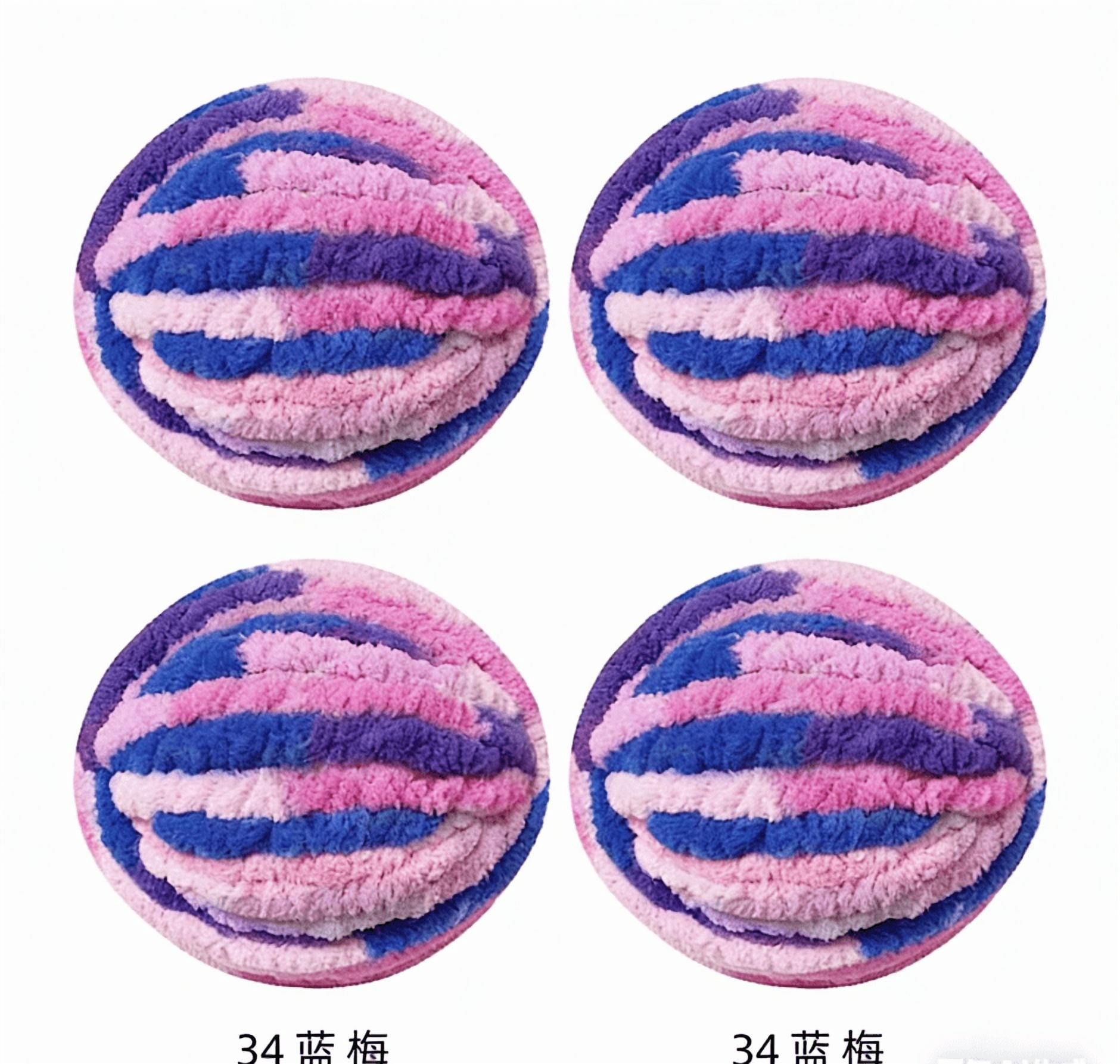 suxuMhao Super Bulky Polyester Yarns, 4 Rolls Pink, Purple & Blue - Each Roll 8.82oz/250g, 29.5YD Jumbo Yarn, Thick Crochet Yarn for Crafts, Knitting Yarn, Bulky Yarn for Scarves, Blankets, Hats