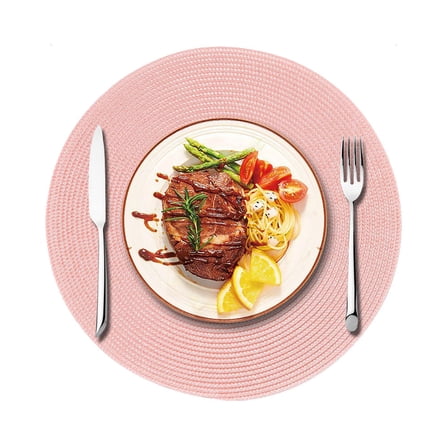 suxuMhao Table Place Mats - 15IN Diameter Placemats Set of 4, Wipeable Placemats & Washable Placemats, Durable Dining Table Placemats for Home Kitchen, Non-Slip Pink Place Mats (4 Pieces)