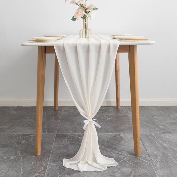 suxuMhao Table Runner, Beige Chiffon Gauze Dining Table Runner, Lightweight Decorative Table Linen, 27.5118 Inch, 4 Pack Elegant Table Ornament for Wedding, Party and Various Formal Occasions
