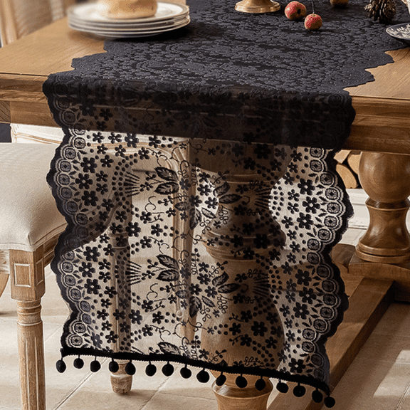 suxuMhao Table Runner, Black Lace Table Runner 1847in, 1 Piece Table Top Decor, Dresser Runner, Rustic Table Runner, Table Runners for Party Wedding, Table Decor for Home, Style 3