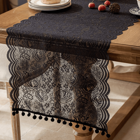 suxuMhao Table Runner, Black Lace Table Runner 1882.6in, 1 Piece Table Top Decor, Dresser Runner, Rustic Table Runner, Table Runners for Party Wedding, Table Decor for Home, Style 4